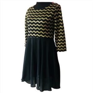 My Michelle Black & Gold Chevron Dress